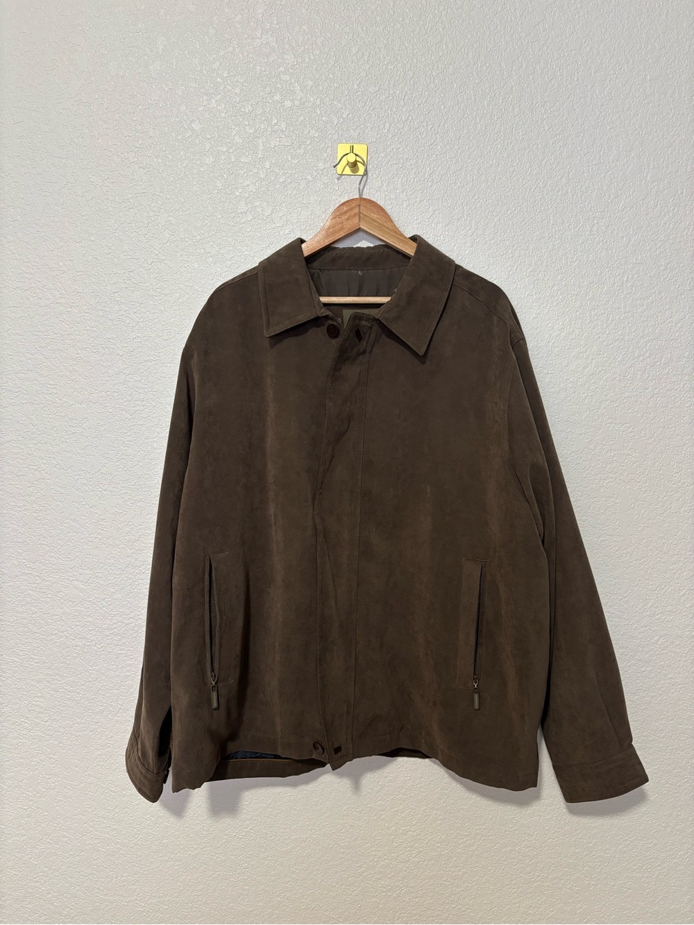 Rainforest Brown Microsuede Harrington Jacket Mens XL